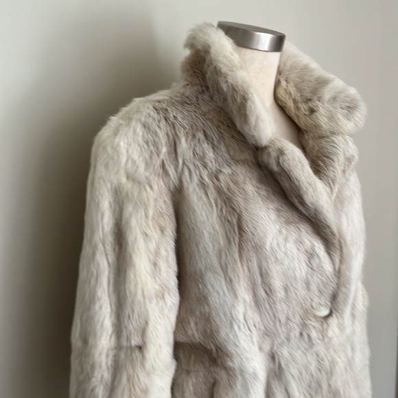 Winter White and Light Taupe Rabbit Coat - Picture 8 of 13